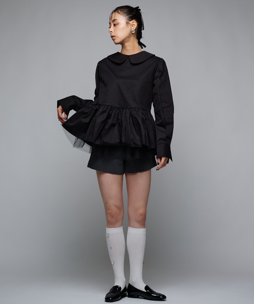 Narcissus（ナルシス）の「丸襟ブラウス/ペプラムブラウス《動画あり》（シャツ/ブラウス・レディース・ホワイト/ブラック・FREE）」の7枚目の写真