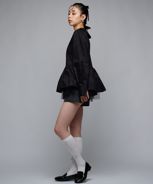 Narcissus（ナルシス）の「丸襟ブラウス/ペプラムブラウス《動画あり》（シャツ/ブラウス・レディース・ホワイト/ブラック・FREE）」の8枚目の写真