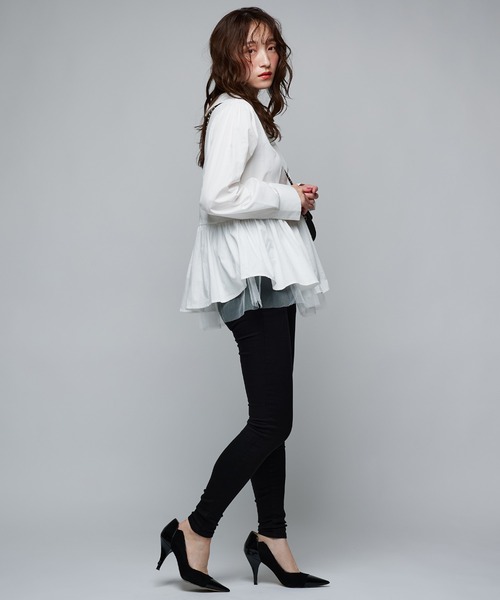 Narcissus（ナルシス）の「丸襟ブラウス/ペプラムブラウス《動画あり》（シャツ/ブラウス・レディース・ホワイト/ブラック・FREE）」の4枚目の写真