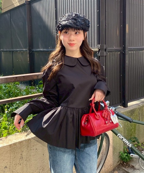 Narcissus（ナルシス）の「丸襟ブラウス/ペプラムブラウス《動画あり》（シャツ/ブラウス・レディース・ホワイト/ブラック・FREE）」の21枚目の写真