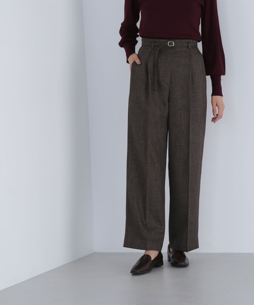 NATURAL BEAUTY BASIC（ナチュラルビューティーベーシック）の「◇シャークスキン SETUPストレートテーパードパンツ（その他パンツ・レディース・ダークブラウン/ネイビー・X-SMALL/MEDIUM/SMALL）」の3枚目の写真