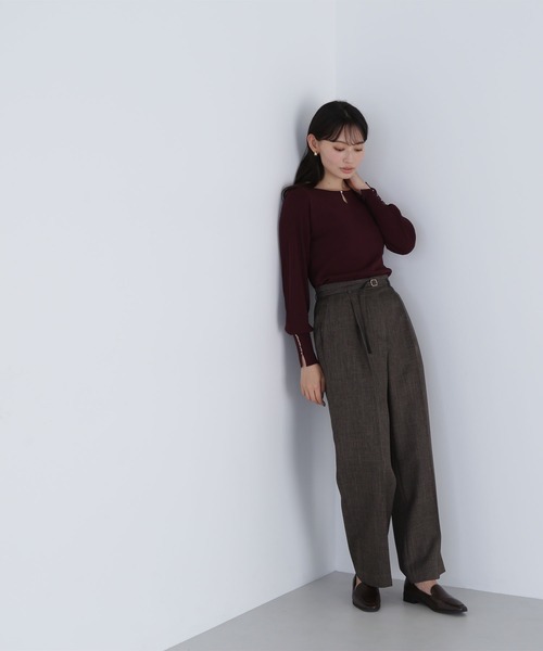 NATURAL BEAUTY BASIC（ナチュラルビューティーベーシック）の「◇シャークスキン SETUPストレートテーパードパンツ（その他パンツ・レディース・ダークブラウン/ネイビー・X-SMALL/MEDIUM/SMALL）」の7枚目の写真