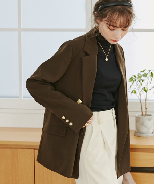 ...＆DEARアンドディア　ダブルジャケット　金ボタン　ツイード　日本製 BRF5825S0112_m2_a005.jpg