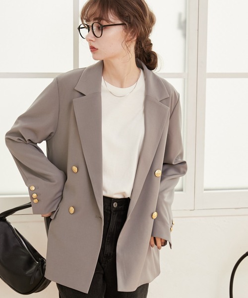 ...＆DEARアンドディア　ダブルジャケット　金ボタン　ツイード　日本製 BRF5825S0112_m2_a005.jpg