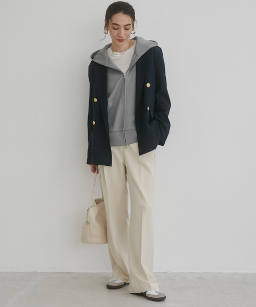 新品♥アナイ◆コットンオックスショート ジャケット◆ゴールドボタン ジュノア JUNOAH 袖スリット金ボタンテーラードジャケット