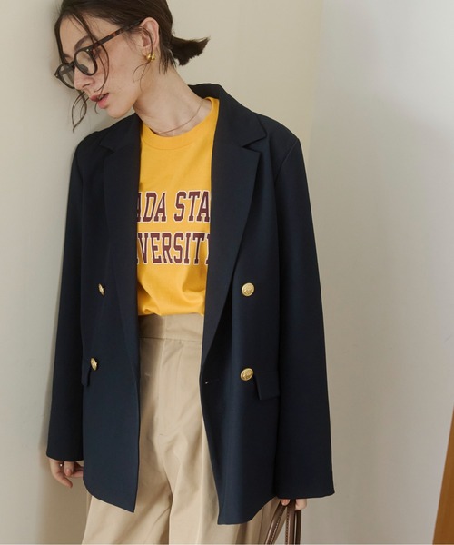 アンプーファム新品未使用 オーガンジーゴールドWボタンテーラードジャケット アンプーファム新品未使用 オーガンジーゴールドWボタンテーラード