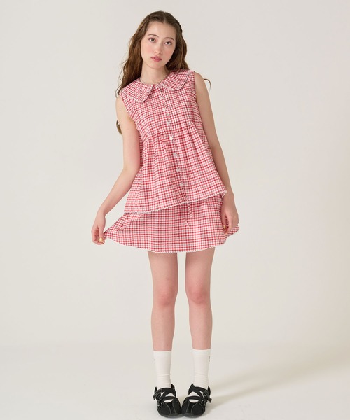 TINA:JOJUN(ティーナジョジュン)の「パンツ付き ミニスカート TINA:JOJUN(スカート・レディース・ネイビー/レッド・M)」の1枚目の写真