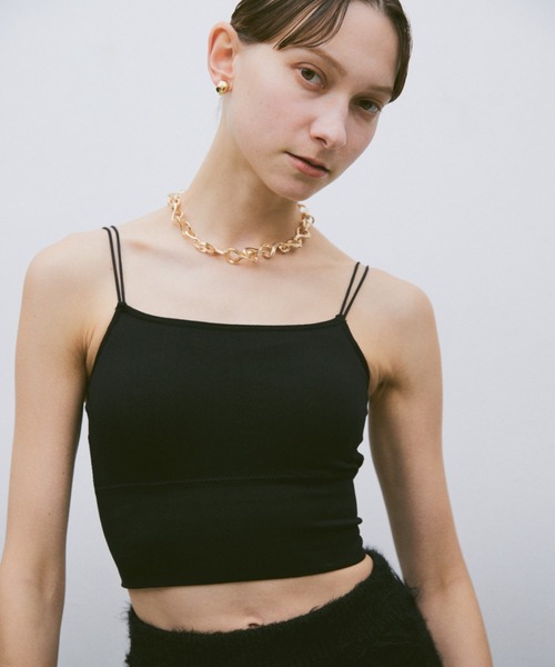 un/neu（アンノイ）の「ダブルストラップカップ付きインナー（キャミソール・レディース・ブラック/ホワイト・FREE）」の5枚目の写真