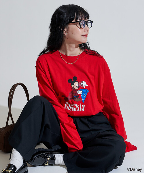 FREAK'S STORE(フリークスストア)の「【DISNEY FANTASIA】 ビッグ フロント プリントロンT/ミッキーマウス/ディズニー/ファンタジア(Tシャツ/カットソー・レディース・ネイビー/レッド/ブラック/オフホワイト・X-LARGE/MEDIUM)」の7枚目の写真