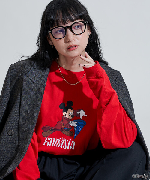 FREAK'S STORE(フリークスストア)の「【DISNEY FANTASIA】 ビッグ フロント プリントロンT/ミッキーマウス/ディズニー/ファンタジア(Tシャツ/カットソー・レディース・ネイビー/レッド/ブラック/オフホワイト・X-LARGE/MEDIUM)」の11枚目の写真