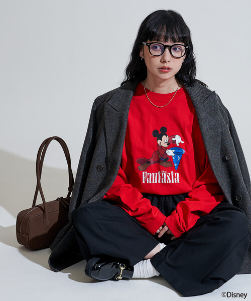 FREAK'S STORE(フリークスストア)の「【DISNEY FANTASIA】 ビッグ フロント プリントロンT/ミッキーマウス/ディズニー/ファンタジア(Tシャツ/カットソー・レディース・ネイビー/レッド/ブラック/オフホワイト・X-LARGE/MEDIUM)」の12枚目の写真