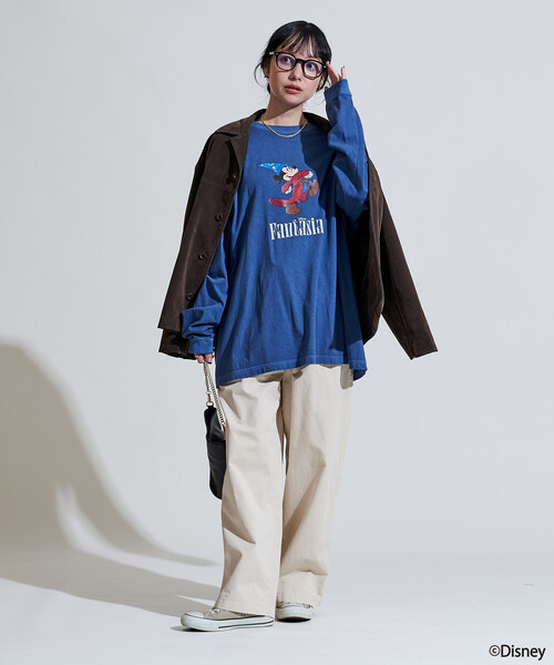 FREAK'S STORE(フリークスストア)の「【DISNEY FANTASIA】 ビッグ フロント プリントロンT/ミッキーマウス/ディズニー/ファンタジア(Tシャツ/カットソー・レディース・ネイビー/レッド/ブラック/オフホワイト・X-LARGE/MEDIUM)」の22枚目の写真