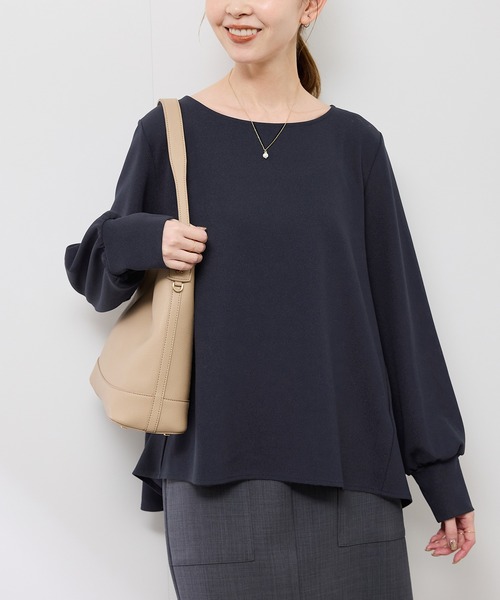 ROPE' PICNIC(ロペピクニック)の「エアリーカットジョーゼットトップス(Tシャツ/カットソー・レディース・キナリ/ベージュ/ネイビー・S/M)」の1枚目の写真