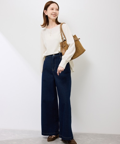 ROPE' PICNIC(ロペピクニック)の「エアリーカットジョーゼットトップス(Tシャツ/カットソー・レディース・キナリ/ベージュ/ネイビー・S/M)」の18枚目の写真