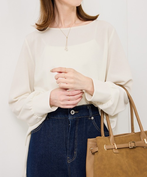 ROPE' PICNIC(ロペピクニック)の「エアリーカットジョーゼットトップス(Tシャツ/カットソー・レディース・キナリ/ベージュ/ネイビー・S/M)」の21枚目の写真