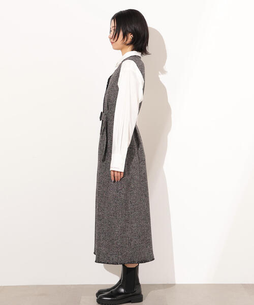 N.（N. Natural Beauty Basic）（エヌエヌナチュラルビューティーベーシック）の「【PS/低身長サイズ】ツイーディーフリンジジャンスカ（ジャンパースカート・レディース・ブラック/グレー・P/S/MEDIUM）」の21枚目の写真