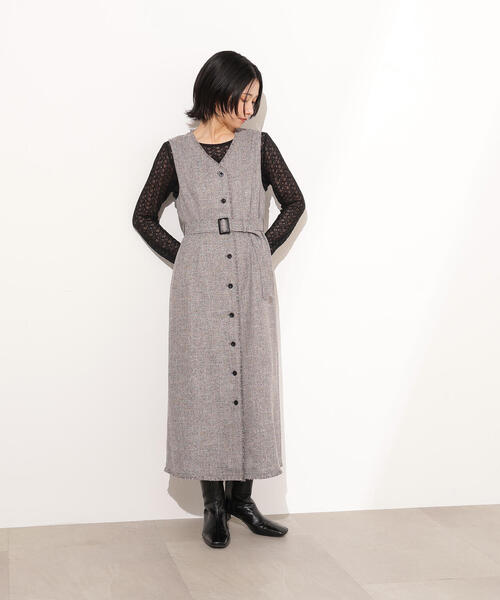 セール】【PS/低身長サイズ】ツイーディーフリンジジャンスカ