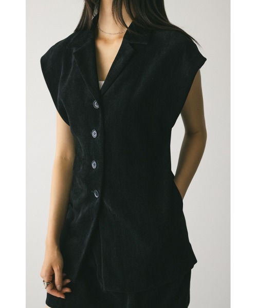 STYLEMIXER（スタイルミキサー）の「ショルダータックベロアベスト（ベスト・レディース・ブラウン/ブラック・FREE）」の2枚目の写真