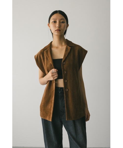STYLEMIXER（スタイルミキサー）の「ショルダータックベロアベスト（ベスト・レディース・ブラウン/ブラック・FREE）」の17枚目の写真