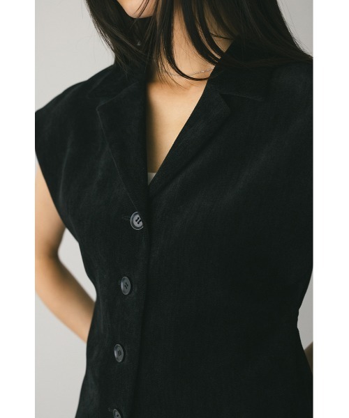 STYLEMIXER（スタイルミキサー）の「ショルダータックベロアベスト（ベスト・レディース・ブラウン/ブラック・FREE）」の10枚目の写真