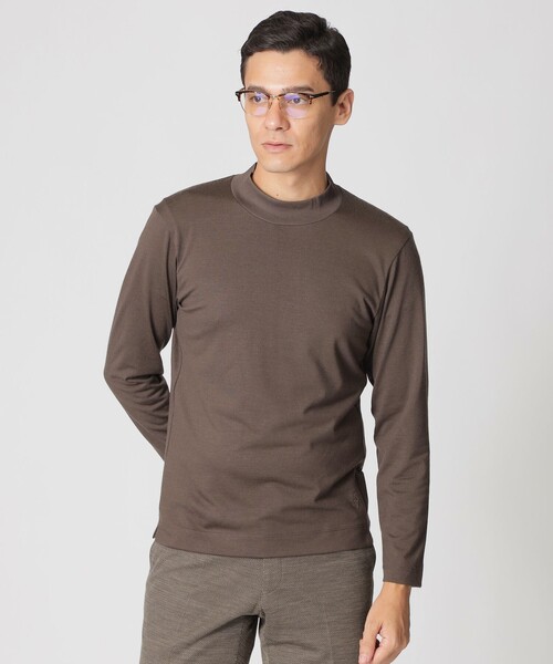 定価22000円の6割引ポールスチュアートゴルフ新品タグ付モックネックTシャツ白 セール】【ウォッシャブル】ウールプレーティングモックネックTシャツ