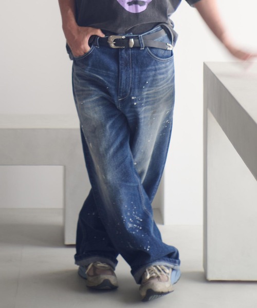 ADAM PATEK(アダムパテック)の「mp14098-washed riot nep selvedge denim デニムパンツ(AP2528016)(デニムパンツ・メンズ・ブルー・1/2/3)」の2枚目の写真
