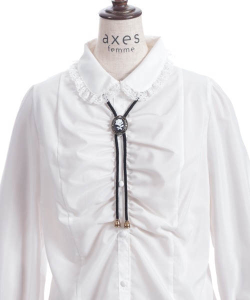 axes femme(アクシーズファム)の「ループタイ付きギャザーブラウス(シャツ/ブラウス・レディース・ホワイト/ベージュ/ブラック・FREE)」の9枚目の写真