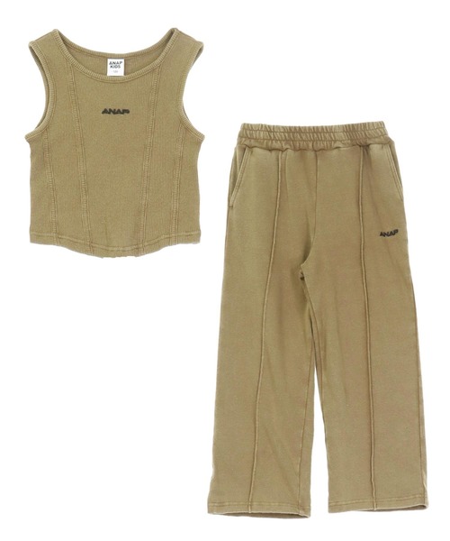 セール】ユーズド加工 コルセット タンク × ワイドパンツ セットアップ