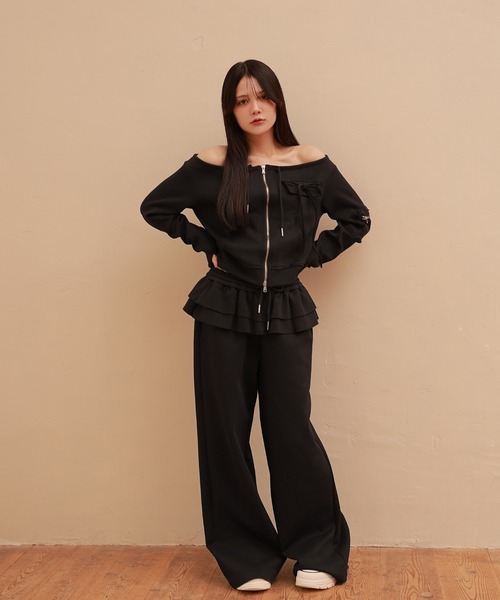 M DOLLY(エムドリー)の「ribbon voce sweat tops/リボンヴォーチェスウェットトップス(スウェット・レディース・ブラック/グレー・S/M)」の8枚目の写真
