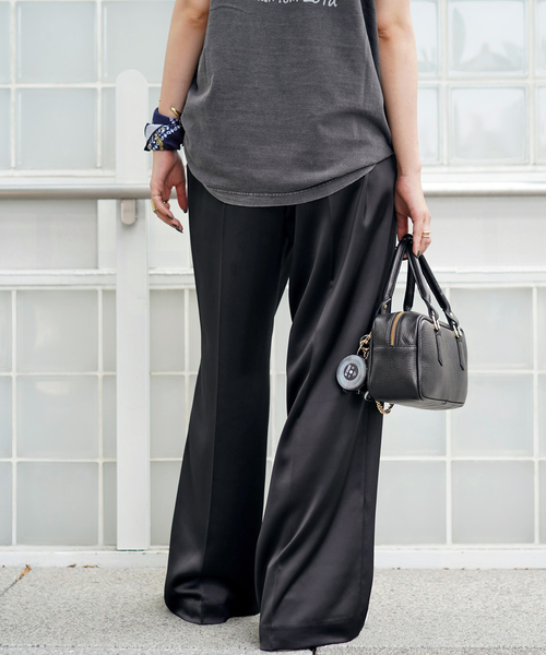 AP STUDIO（エーピーストゥディオ）の「サテンプルオンパンツ（スラックス・レディース・チョコ/ブラック・40/38/36）」の6枚目の写真