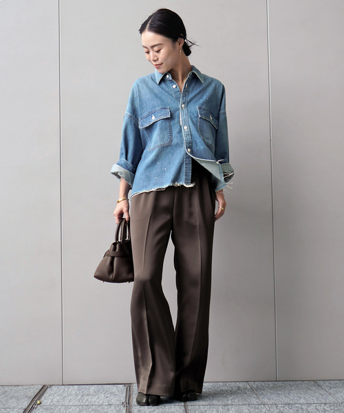 AP STUDIO（エーピーストゥディオ）の「サテンプルオンパンツ（スラックス・レディース・チョコ/ブラック・40/38/36）」の18枚目の写真