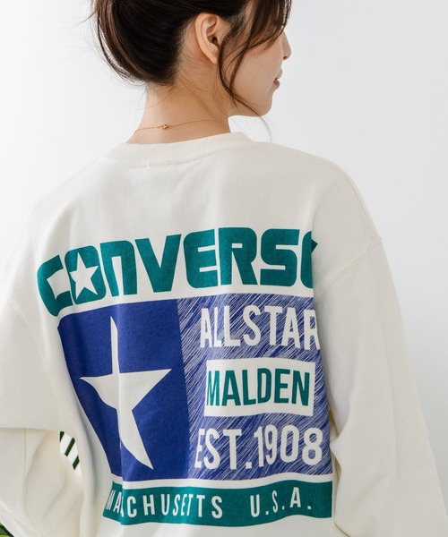 CONVERSE(コンバース)の「【CONVERSE/コンバース】バックプリント ブランドロゴ スウェットトレーナー(スウェット・レディース・パープル/オフホワイト・MEDIUM)」の1枚目の写真
