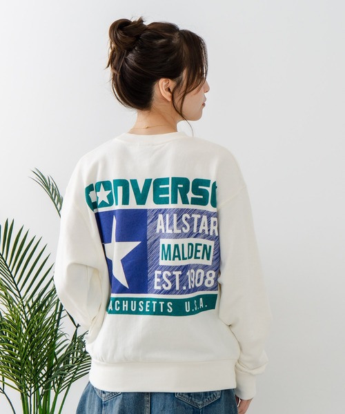 CONVERSE(コンバース)の「【CONVERSE/コンバース】バックプリント ブランドロゴ スウェットトレーナー(スウェット・レディース・パープル/オフホワイト・MEDIUM)」の19枚目の写真