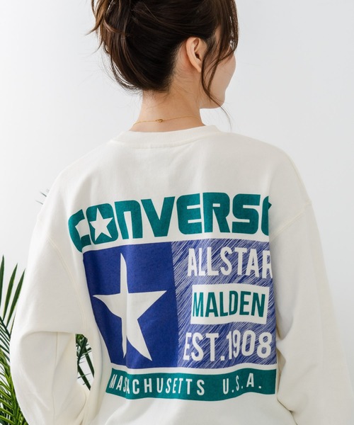 CONVERSE(コンバース)の「【CONVERSE/コンバース】バックプリント ブランドロゴ スウェットトレーナー(スウェット・レディース・パープル/オフホワイト・MEDIUM)」の18枚目の写真
