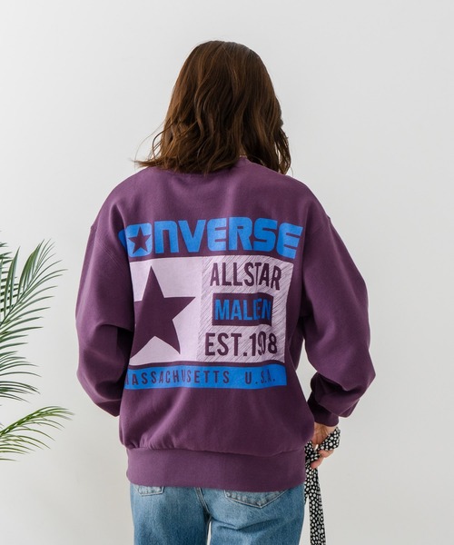 CONVERSE(コンバース)の「【CONVERSE/コンバース】バックプリント ブランドロゴ スウェットトレーナー(スウェット・レディース・パープル/オフホワイト・MEDIUM)」の10枚目の写真