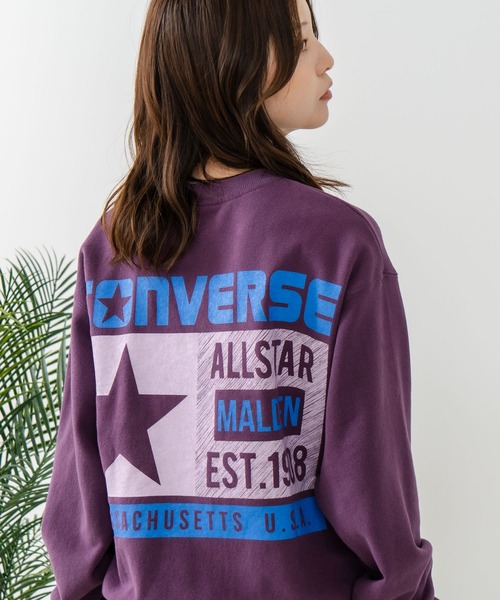 CONVERSE(コンバース)の「【CONVERSE/コンバース】バックプリント ブランドロゴ スウェットトレーナー(スウェット・レディース・パープル/オフホワイト・MEDIUM)」の8枚目の写真