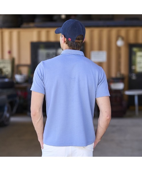 ROSASEN(ロサーセン)の「【Rosasen/GOLF】鹿の子ダンボール ワッペン半袖ポロ(ポロシャツ・メンズ・ネイビー/グレー/ブルー・52/48/50)」の5枚目の写真