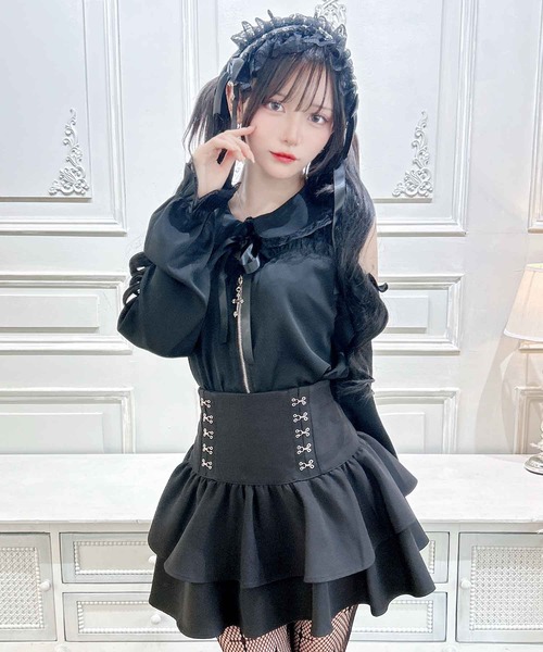 セール】ホックコルセット風二段フリルスカパン（スカート）｜MA*RS