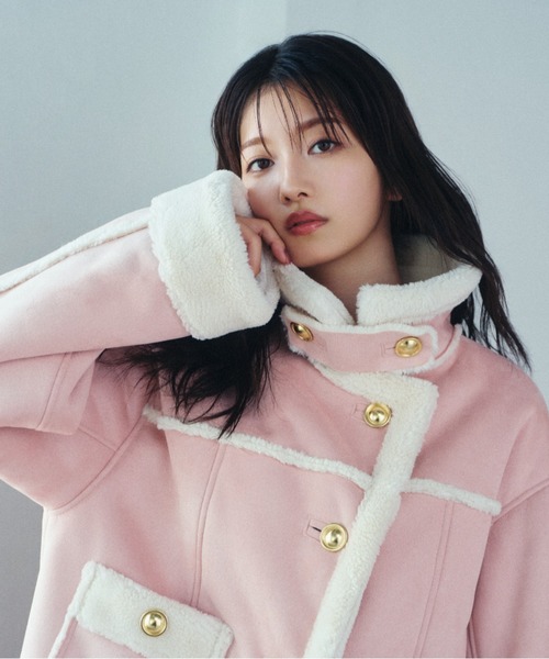 SNIDEL（スナイデル）の「【WEB限定/ボアコレクション】金ボタンバリエジャケット（ブルゾン・レディース・アイボリー/ブラック/ピンク・F）」の9枚目の写真