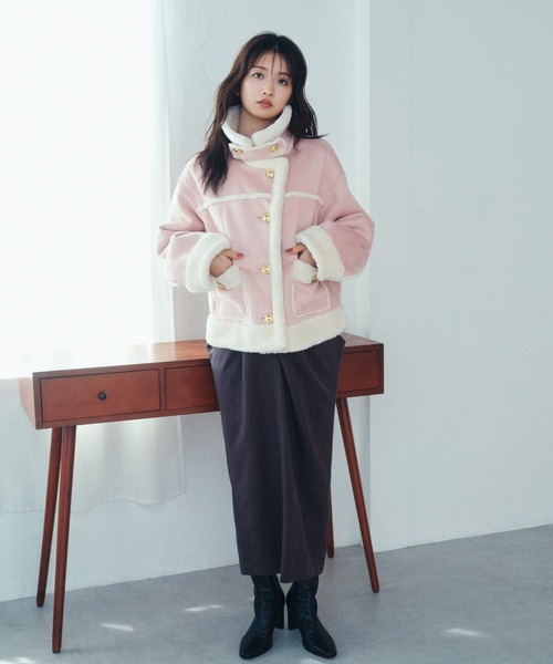 SNIDEL（スナイデル）の「【WEB限定/ボアコレクション】金ボタンバリエジャケット（ブルゾン・レディース・アイボリー/ブラック/ピンク・F）」の11枚目の写真