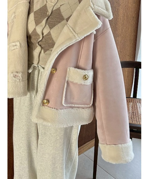 SNIDEL（スナイデル）の「【WEB限定/ボアコレクション】金ボタンバリエジャケット（ブルゾン・レディース・アイボリー/ブラック/ピンク・F）」の19枚目の写真