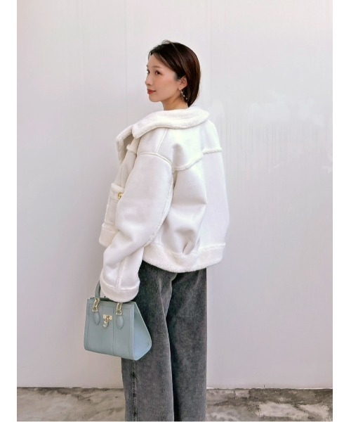 SNIDEL（スナイデル）の「【WEB限定/ボアコレクション】金ボタンバリエジャケット（ブルゾン・レディース・アイボリー/ブラック/ピンク・F）」の12枚目の写真