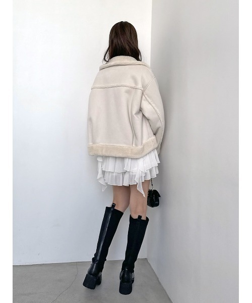 SNIDEL（スナイデル）の「【WEB限定/ボアコレクション】金ボタンバリエジャケット（ブルゾン・レディース・アイボリー/ブラック/ピンク・F）」の14枚目の写真