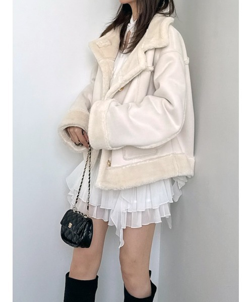 SNIDEL（スナイデル）の「【WEB限定/ボアコレクション】金ボタンバリエジャケット（ブルゾン・レディース・アイボリー/ブラック/ピンク・F）」の15枚目の写真