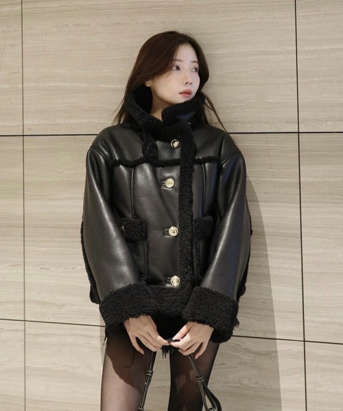 WEB限定/ボアコレクション】金ボタンバリエジャケット（ブルゾン