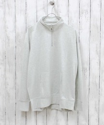 メンズ ミニ裏毛無地ハーフZIP