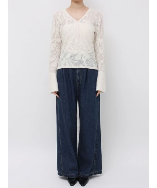 LAGUNAMOON（ラグナムーン）の「ヘアリージャガードニットプルオーバー（ニット/セーター・レディース・ホワイト/ブラウン/ブラック・FREE）」の14枚目の写真