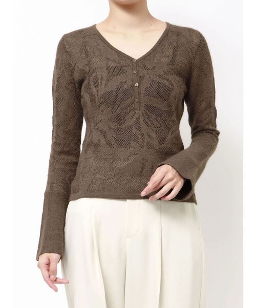 LAGUNAMOON（ラグナムーン）の「ヘアリージャガードニットプルオーバー（ニット/セーター・レディース・ホワイト/ブラウン/ブラック・FREE）」の9枚目の写真