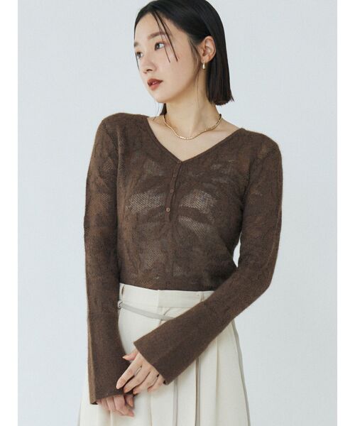 セール】ヘアリージャガードニットプルオーバー（ニット/セーター