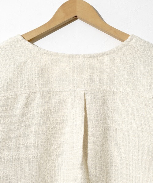 flower（フラワー）の「シャイニーツイードジャケット（ノーカラージャケット・レディース・アイボリー/ブラック・FREE）」の17枚目の写真